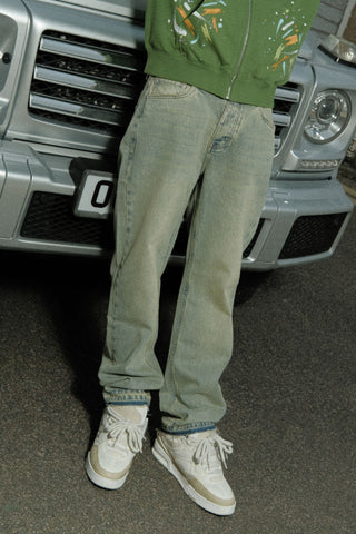 Jean droit rigide - Bleu Dune