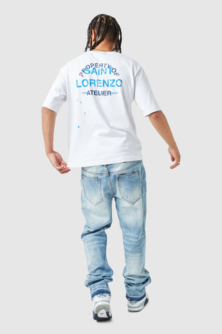 Elio Stacked Jean - Light Blue Wash