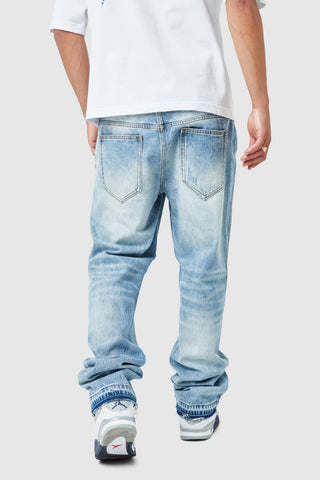 Elio Stacked Jean - Light Blue Wash
