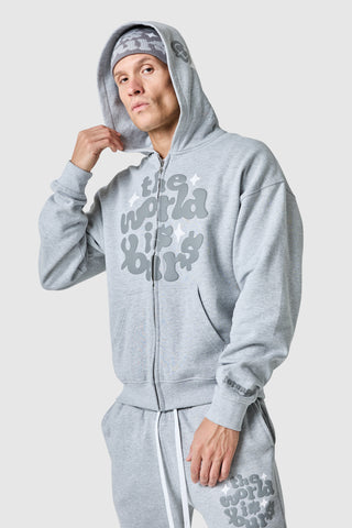 World Is Yours Fz Hood - Grey Marl