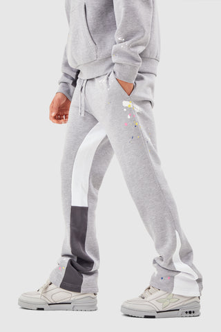 FLARED PAINT SMEAR JOGGER - GREY