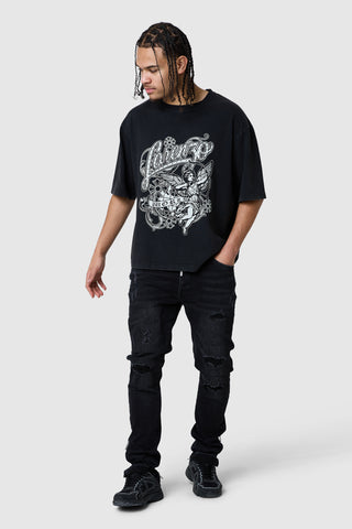 Cherub Tee - Black Acid Wash