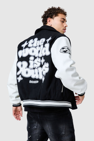 World Is Yours Varsity - Noir/Blanc cassé
