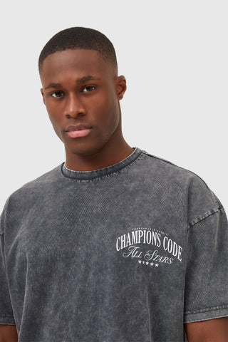 CHAMPIONS CODE TEE - ACID WASH